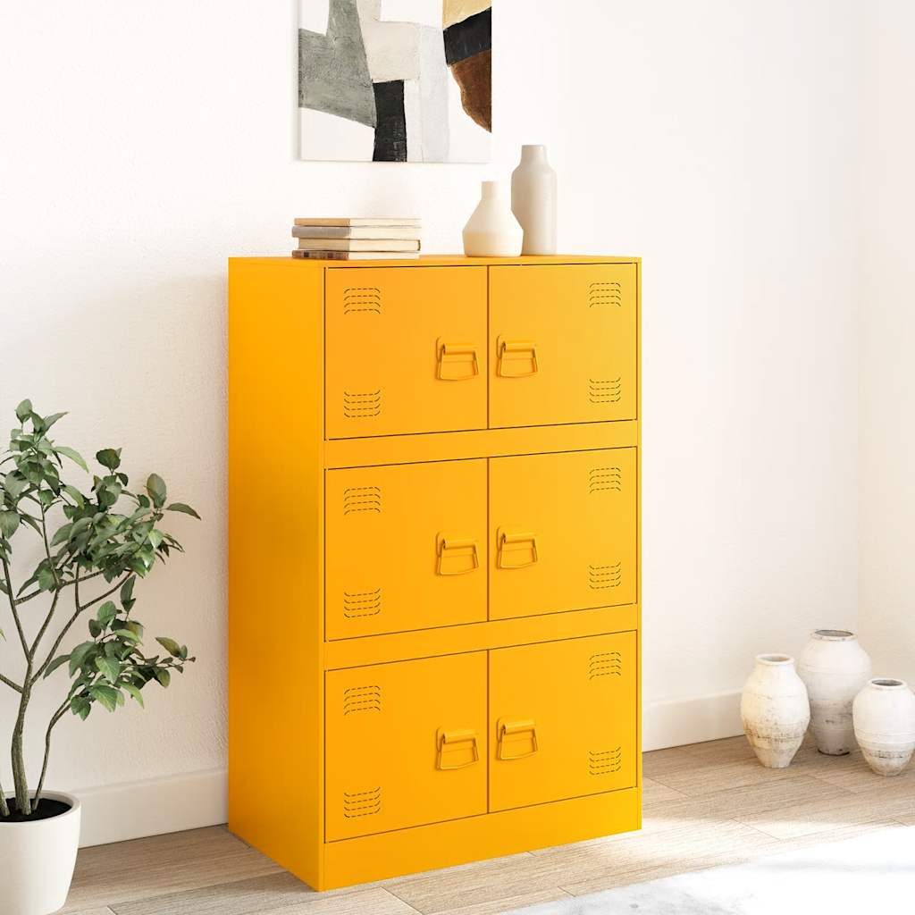 Sideboard Mustard Yellow 67x39x107 cm Steel