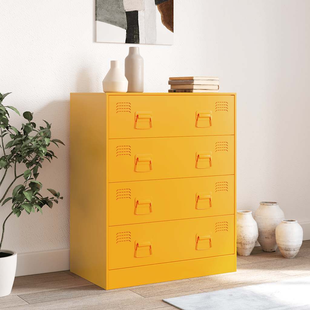 Sideboard Mustard Yellow 67x39x83 cm Steel