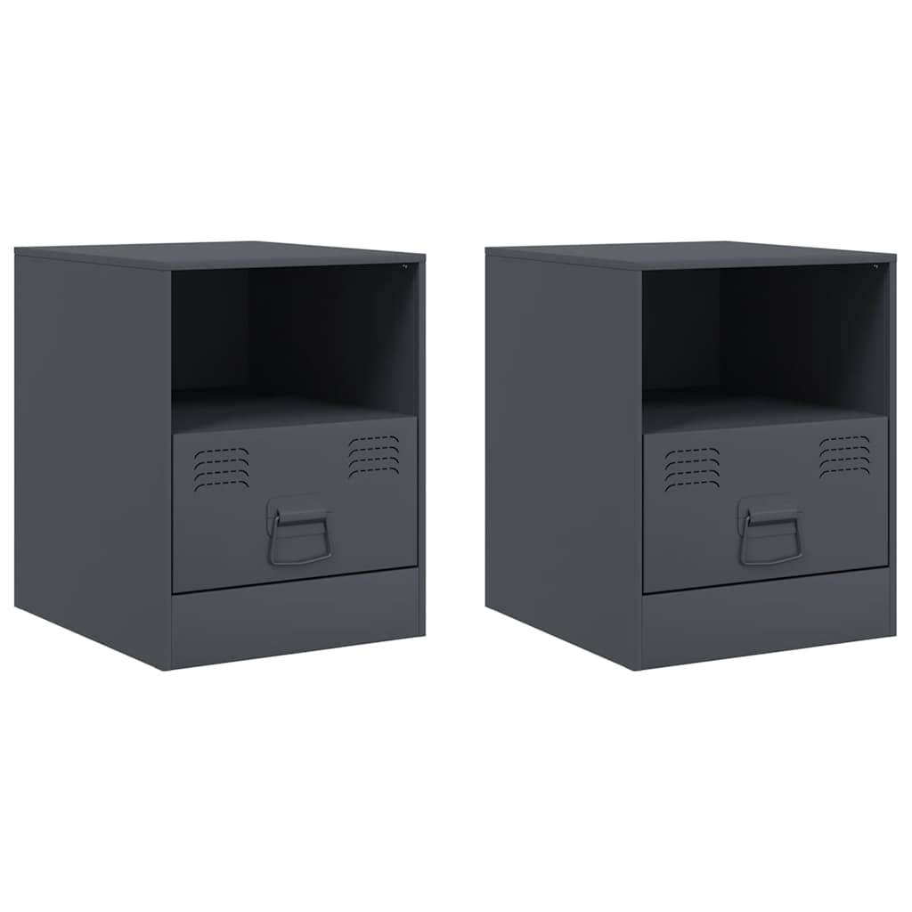 Bedside Cabinets 2 pcs Anthracite 34.5x39x44 cm Steel