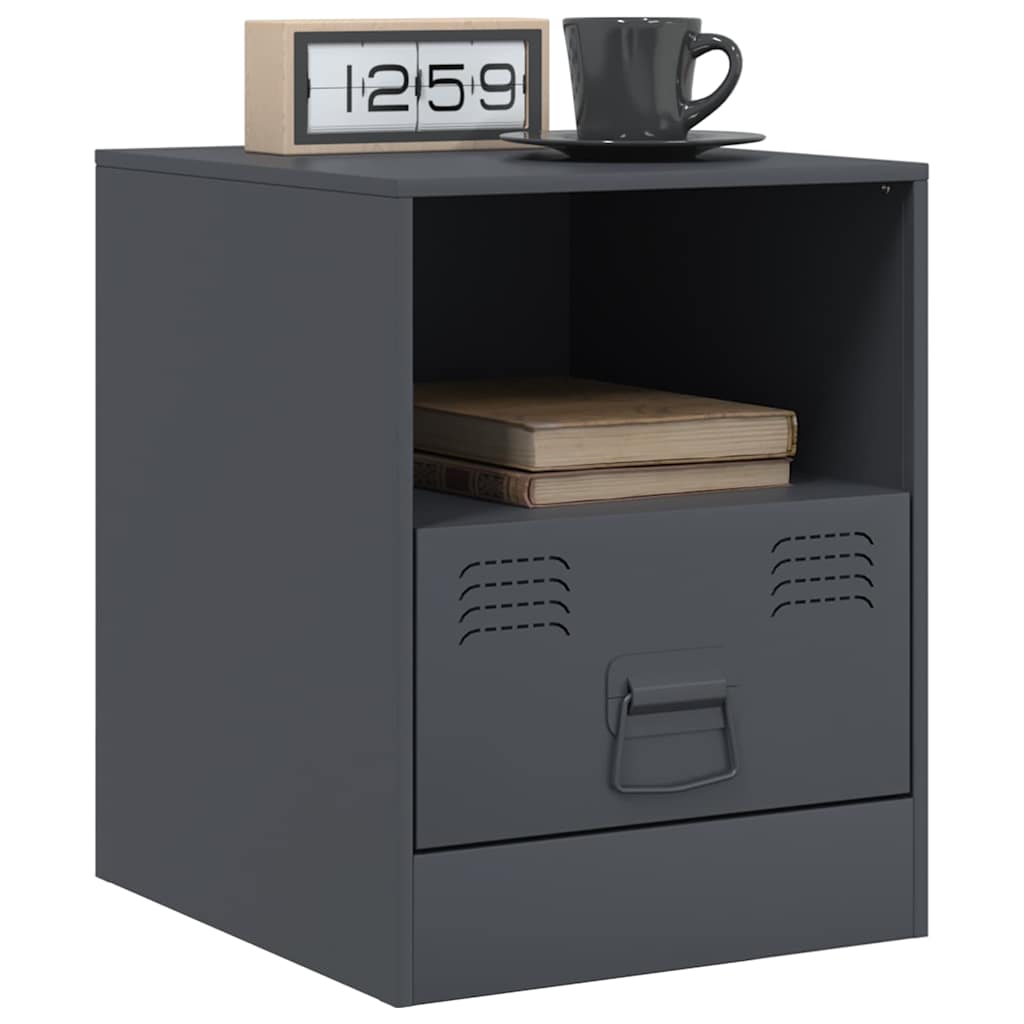 Bedside Cabinets 2 pcs Anthracite 34.5x39x44 cm Steel