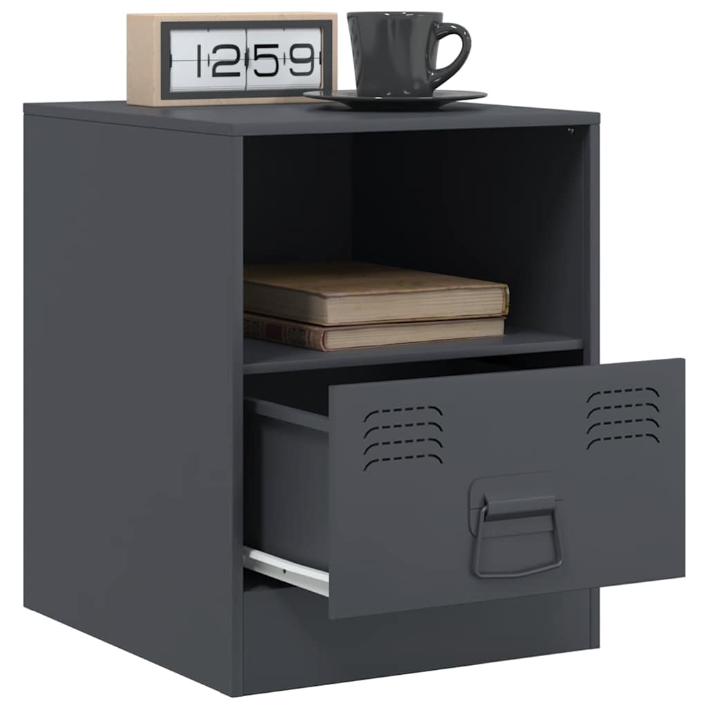Bedside Cabinets 2 pcs Anthracite 34.5x39x44 cm Steel