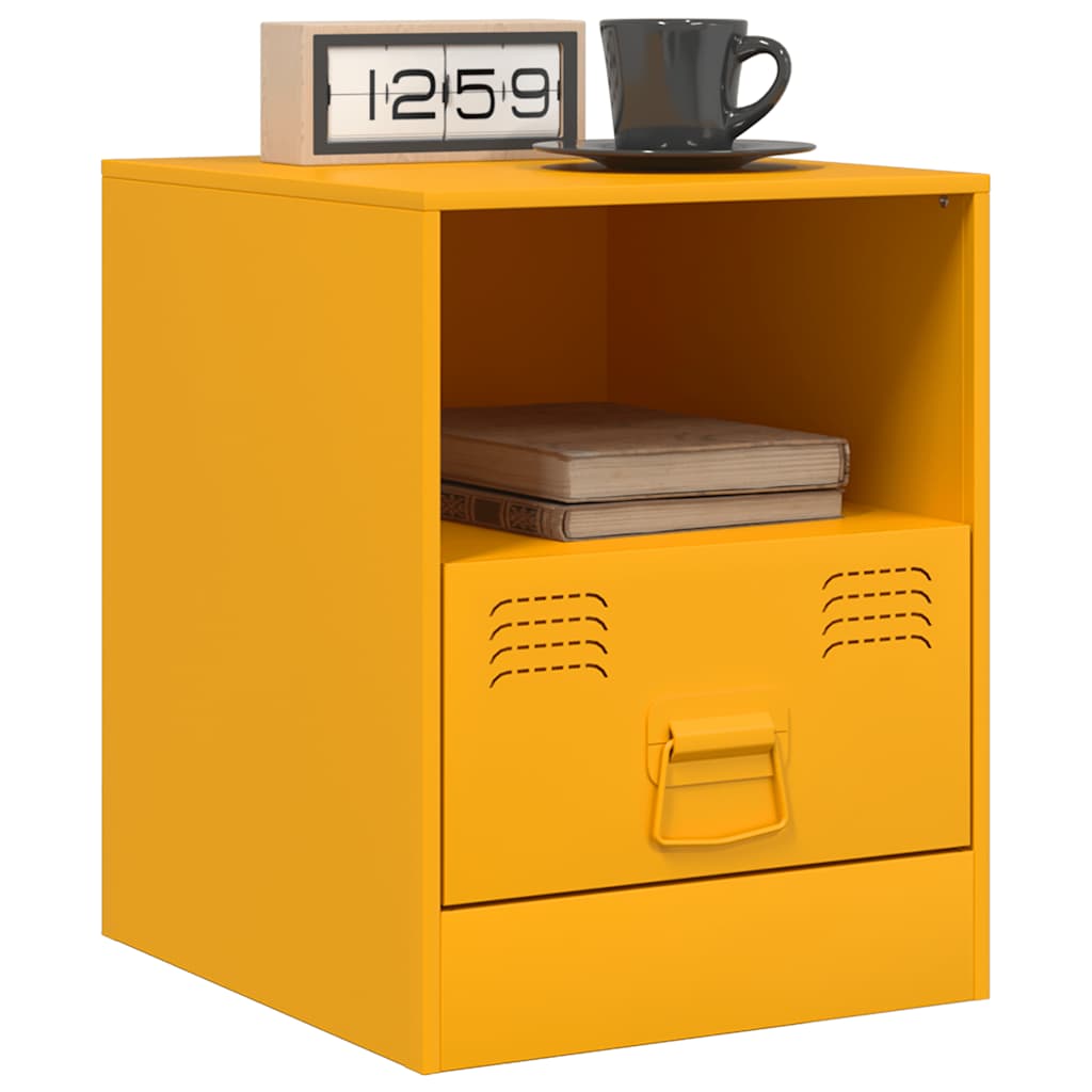 Bedside Cabinets 2 pcs Mustard Yellow 34.5x39x44 cm Steel