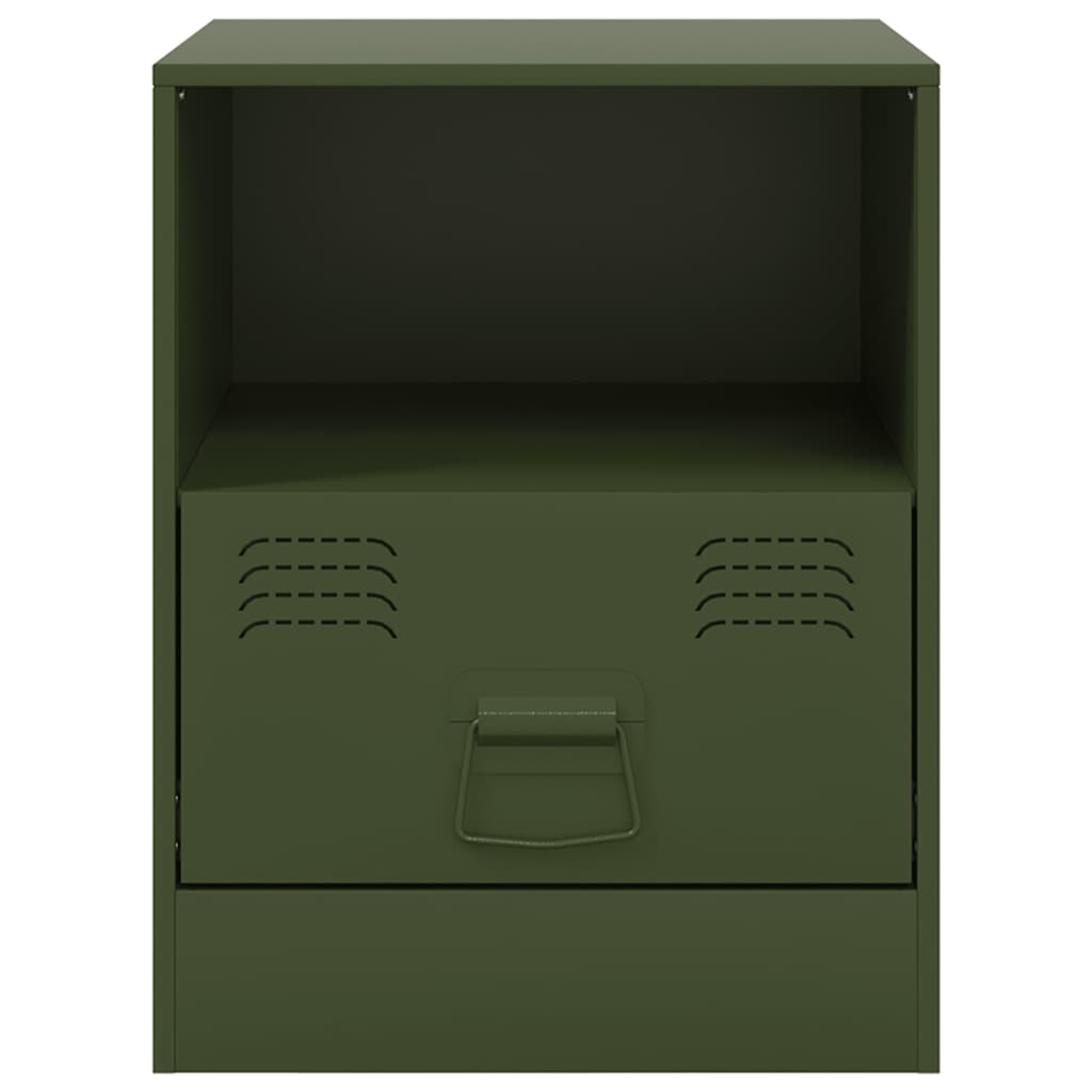 Bedside Cabinets 2 pcs Olive Green 34.5x39x44 cm Steel