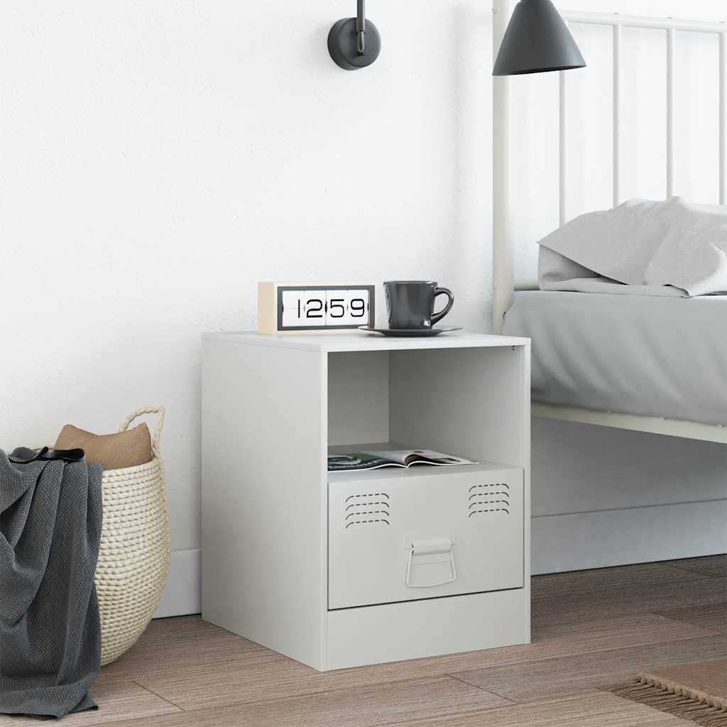 Bedside Cabinet White 34.5x39x44 cm Steel