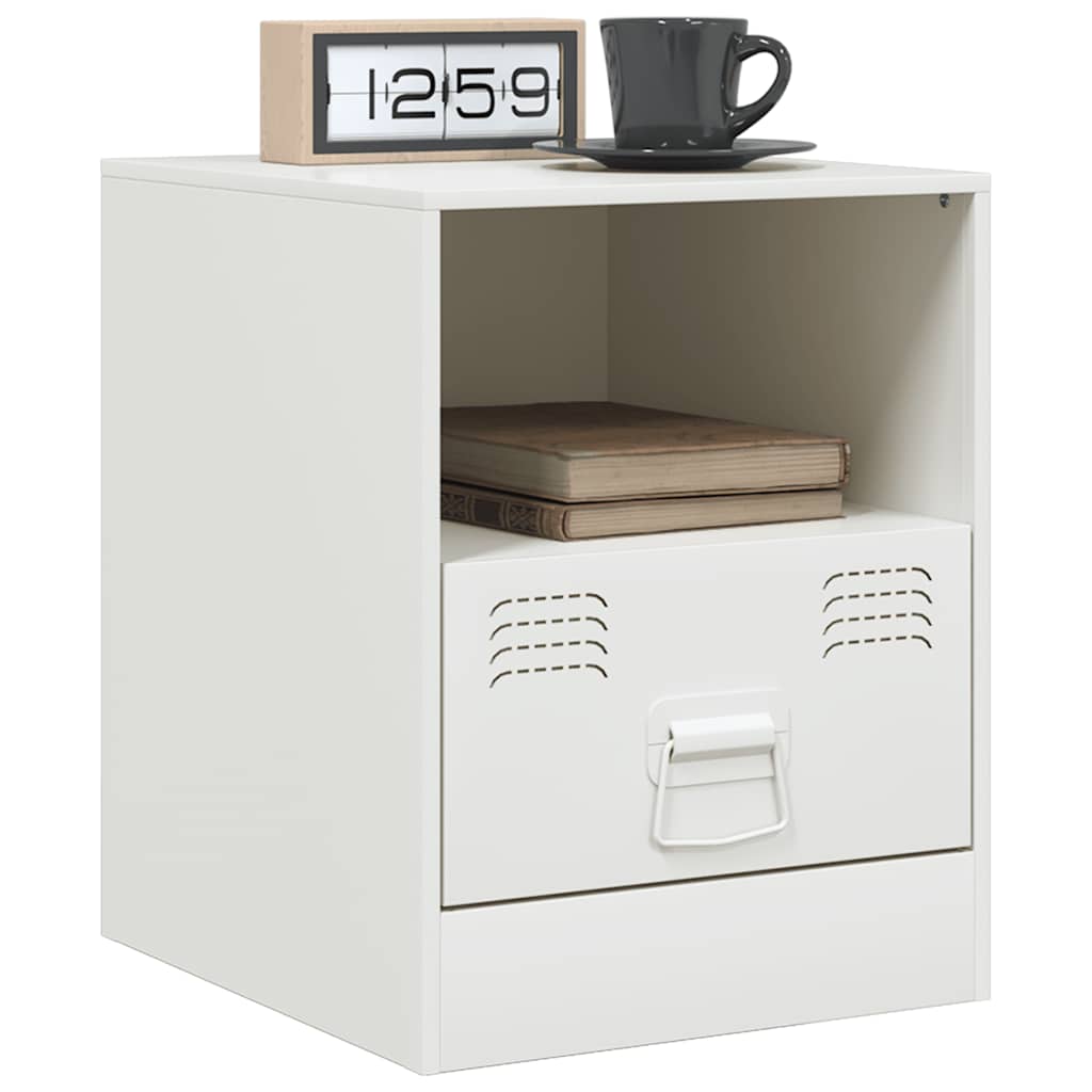 Bedside Cabinet White 34.5x39x44 cm Steel