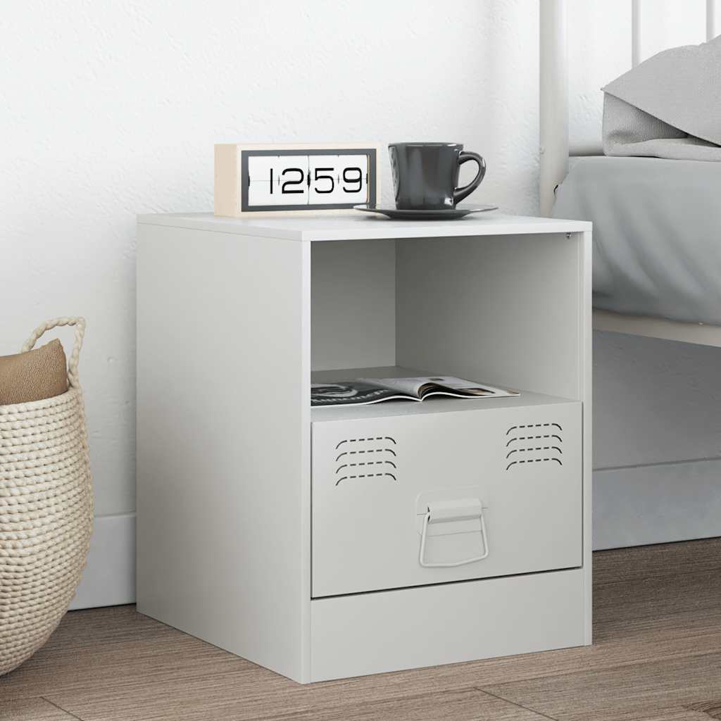 Bedside Cabinet White 34.5x39x44 cm Steel