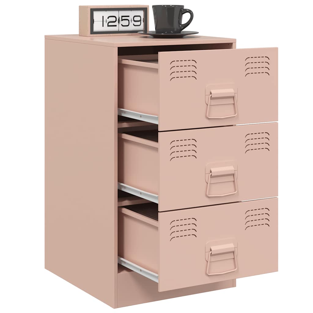 Bedside Cabinet Pink 34.5x39x62 cm Steel