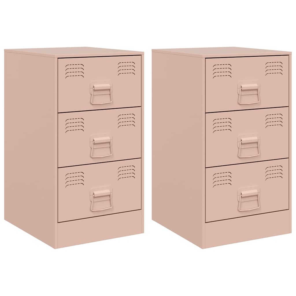 Bedside Cabinets 2 pcs Pink 34.5x39x62 cm Steel