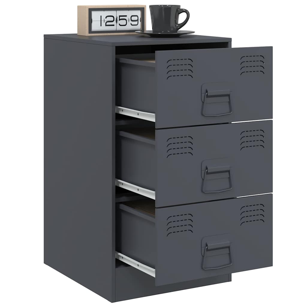 Bedside Cabinets 2 pcs Anthracite 34.5x39x62 cm Steel