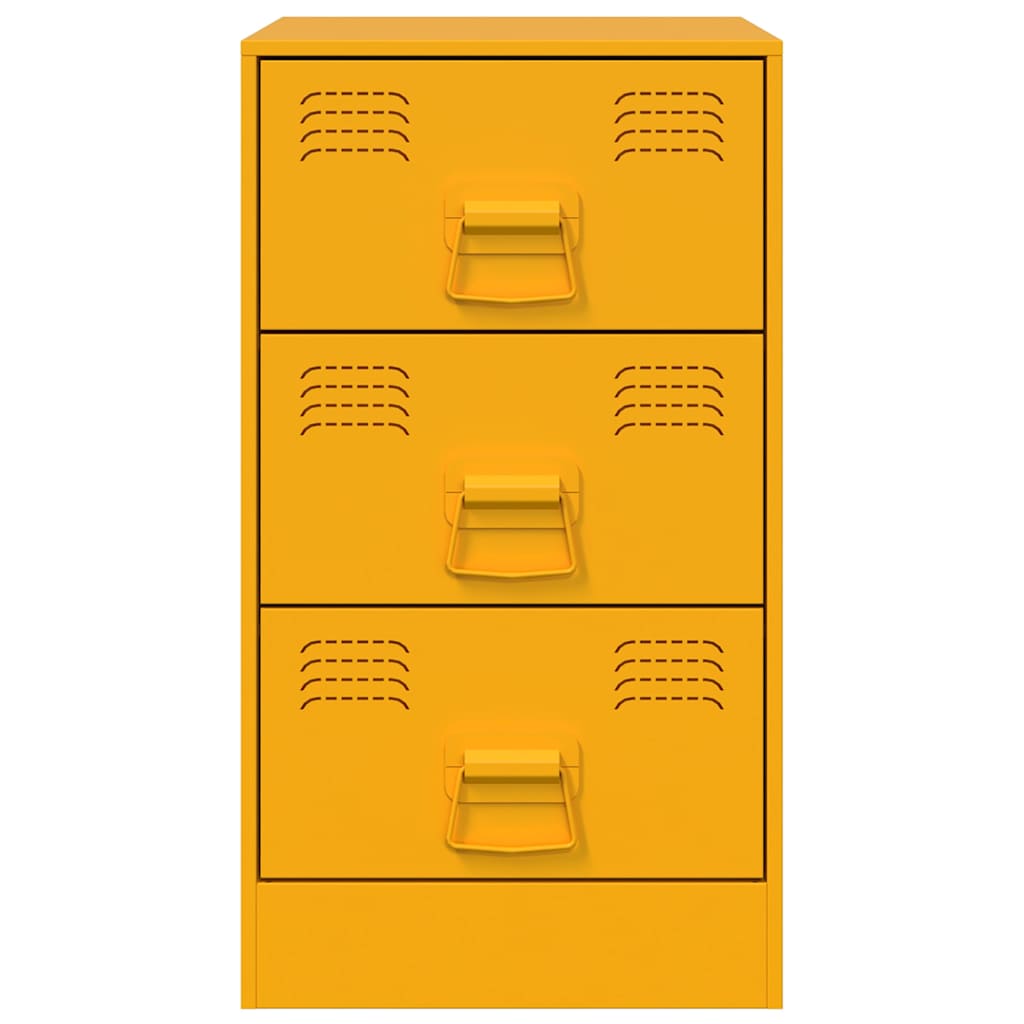 Bedside Cabinet Mustard Yellow 34.5x39x62 cm Steel