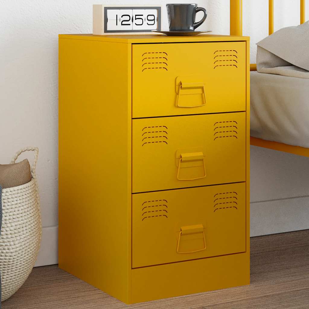 Bedside Cabinet Mustard Yellow 34.5x39x62 cm Steel
