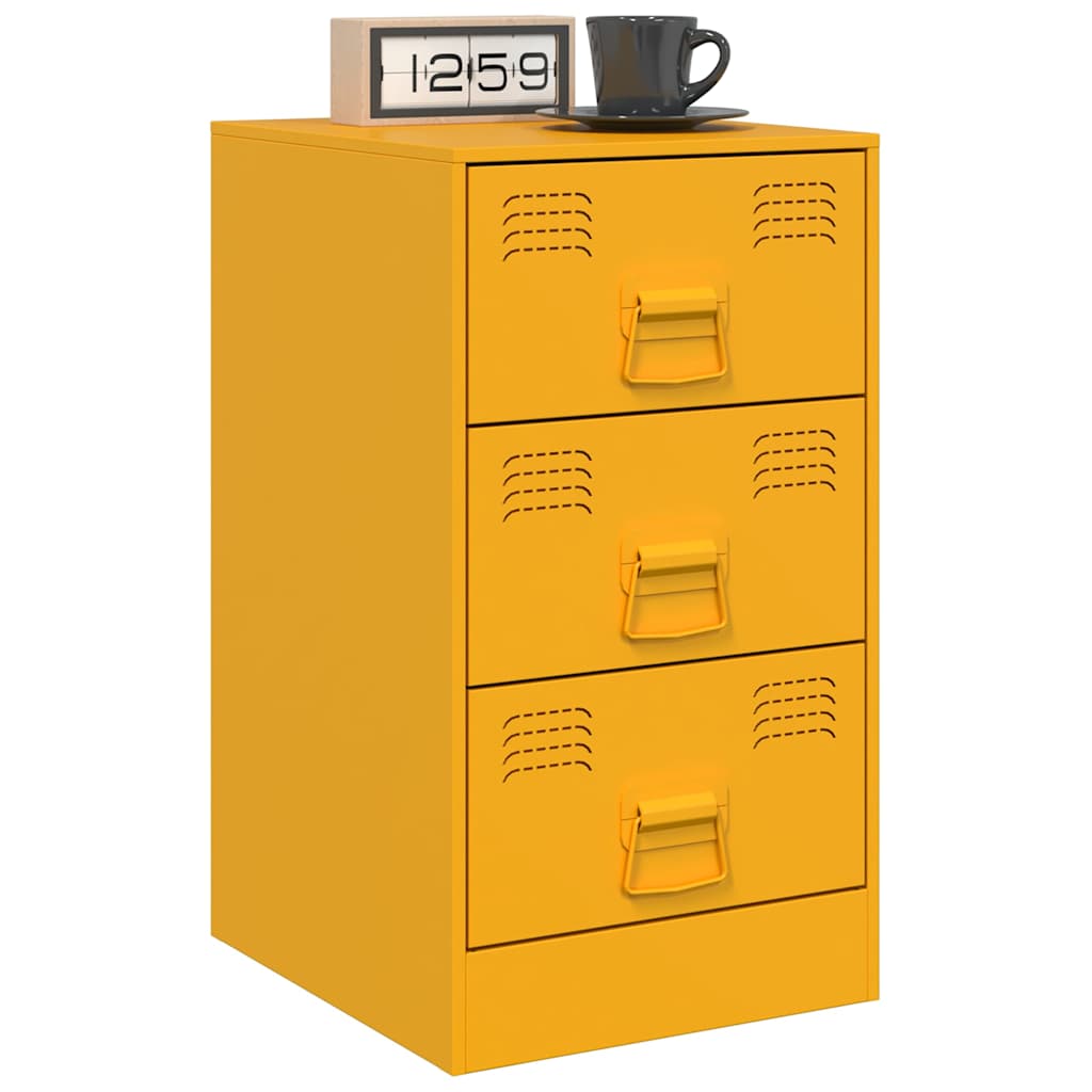 Bedside Cabinets 2 pcs Mustard Yellow 34.5x39x62 cm Steel