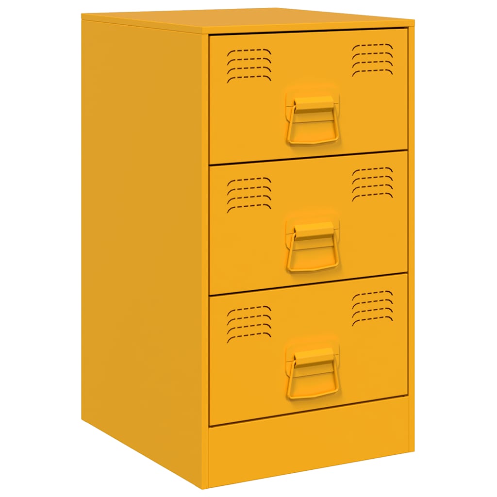 Bedside Cabinets 2 pcs Mustard Yellow 34.5x39x62 cm Steel