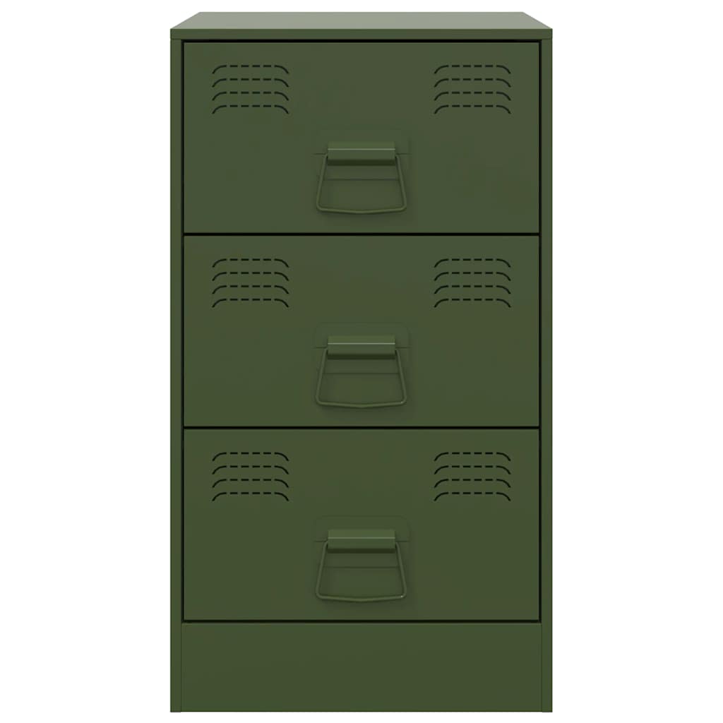 Bedside Cabinet Olive Green 34.5x39x62 cm Steel