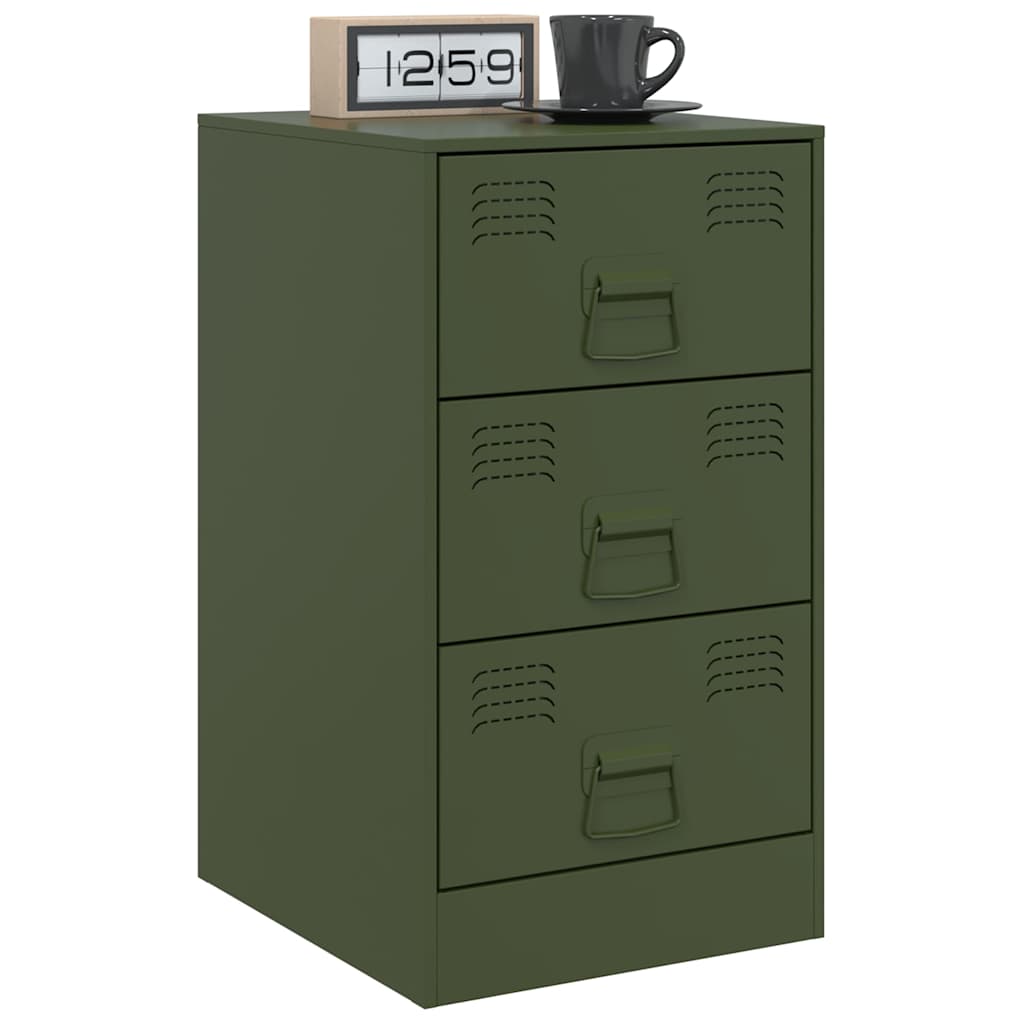 Bedside Cabinets 2 pcs Olive Green 34.5x39x62 cm Steel