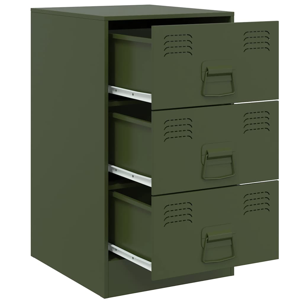 Bedside Cabinets 2 pcs Olive Green 34.5x39x62 cm Steel