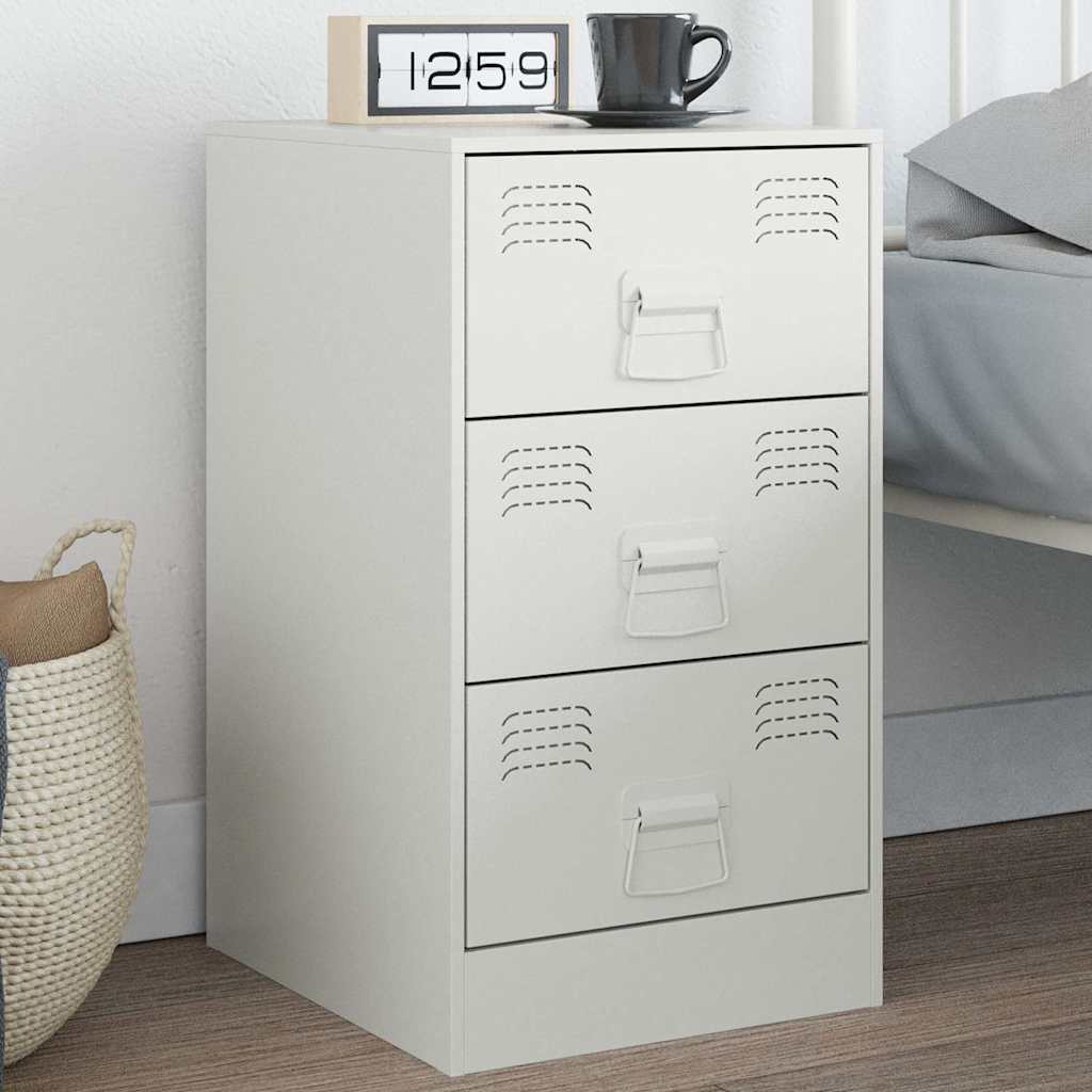 Bedside Cabinet White 34.5x39x62 cm Steel