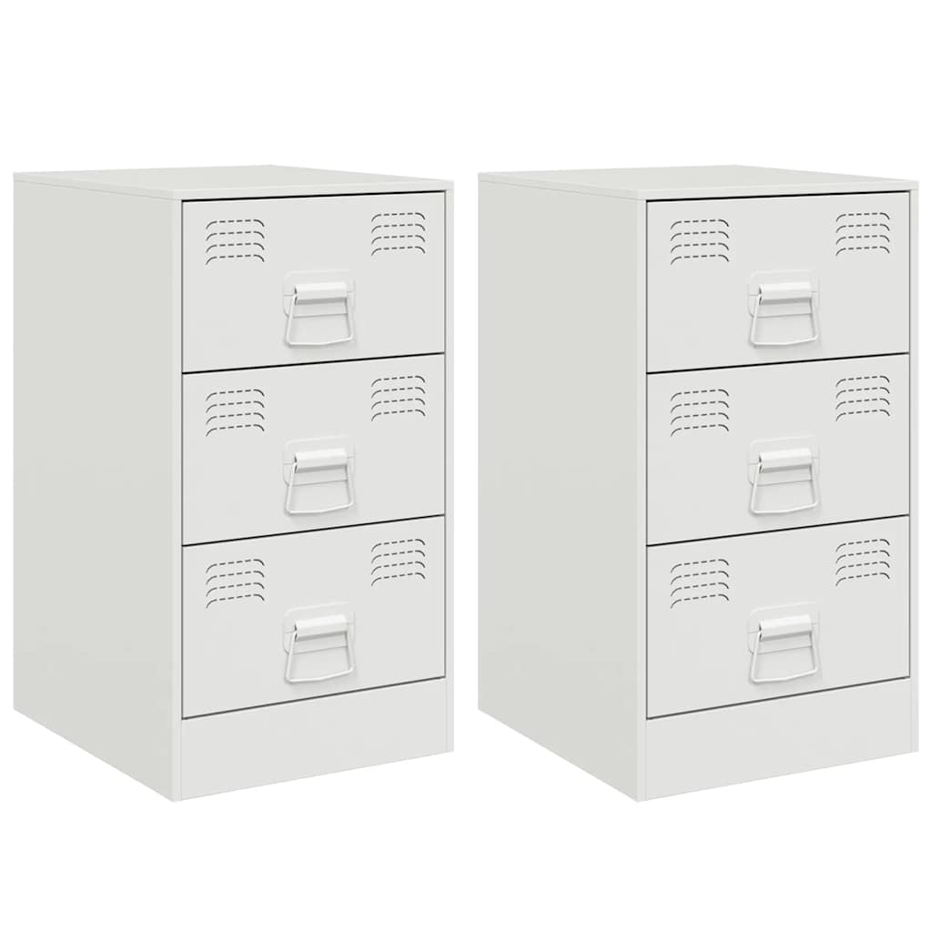 Bedside Cabinets 2 pcs White 34.5x39x62 cm Steel