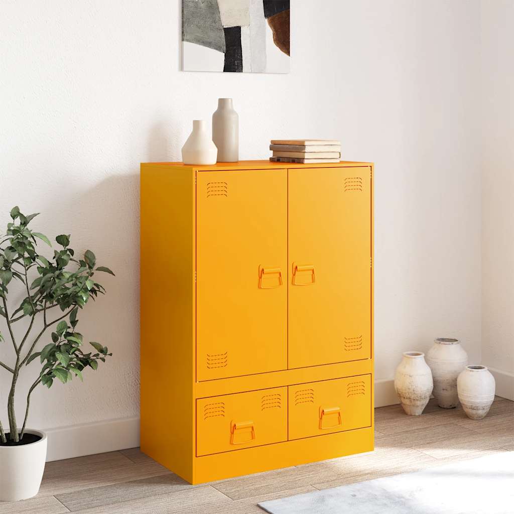 Highboard Mustard Yellow 67x39x95 cm Steel
