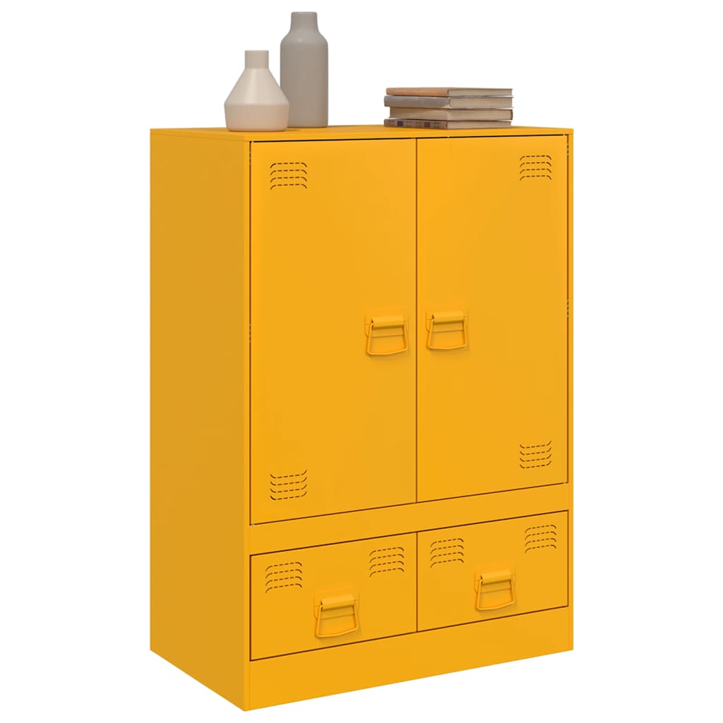 Highboard Mustard Yellow 67x39x95 cm Steel