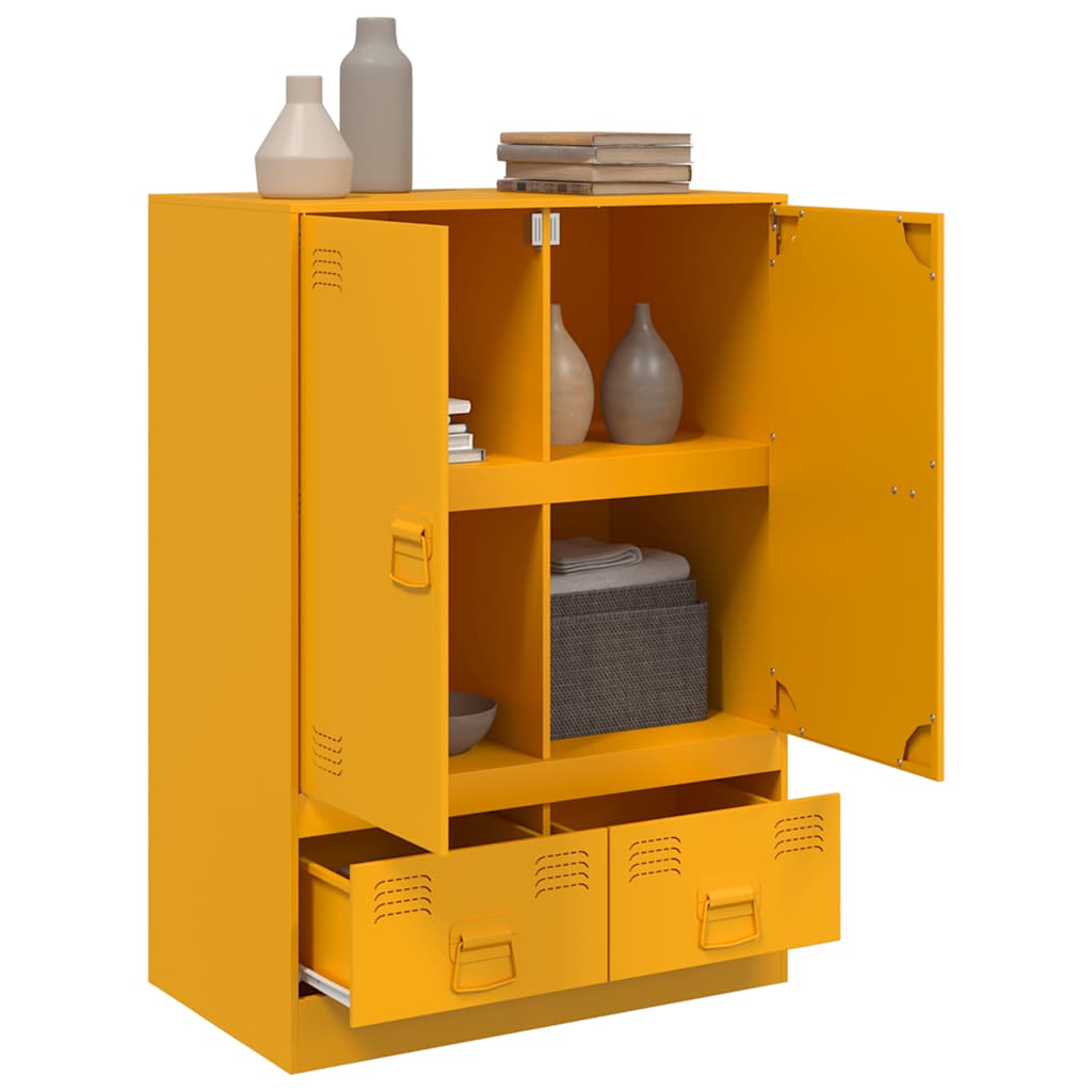 Highboard Mustard Yellow 67x39x95 cm Steel