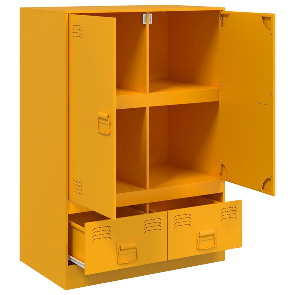 Highboard Mustard Yellow 67x39x95 cm Steel
