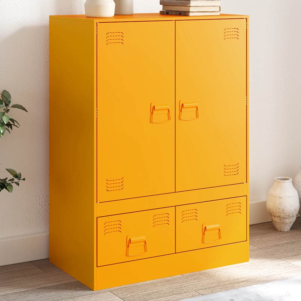 Highboard Mustard Yellow 67x39x95 cm Steel