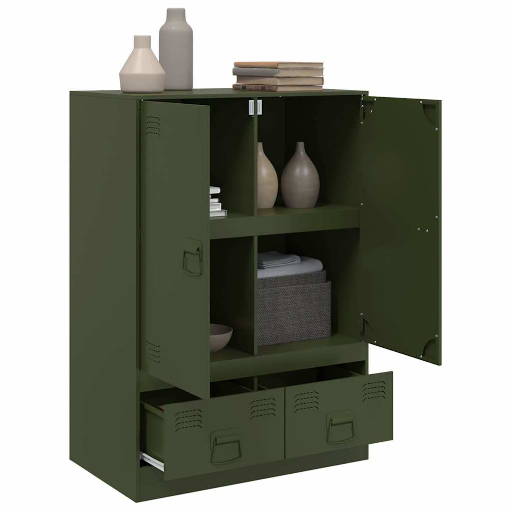 Highboard Olive Green 67x39x95 cm Steel