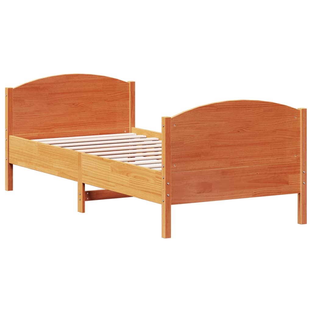 Bed Frame without Mattress Wax Brown 90x200 cm Solid Wood Pine