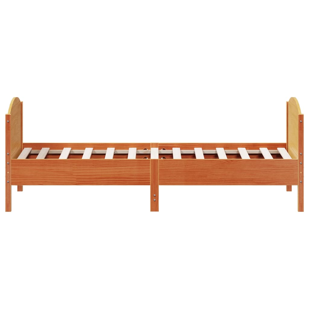 Bed Frame without Mattress Wax Brown 90x200 cm Solid Wood Pine