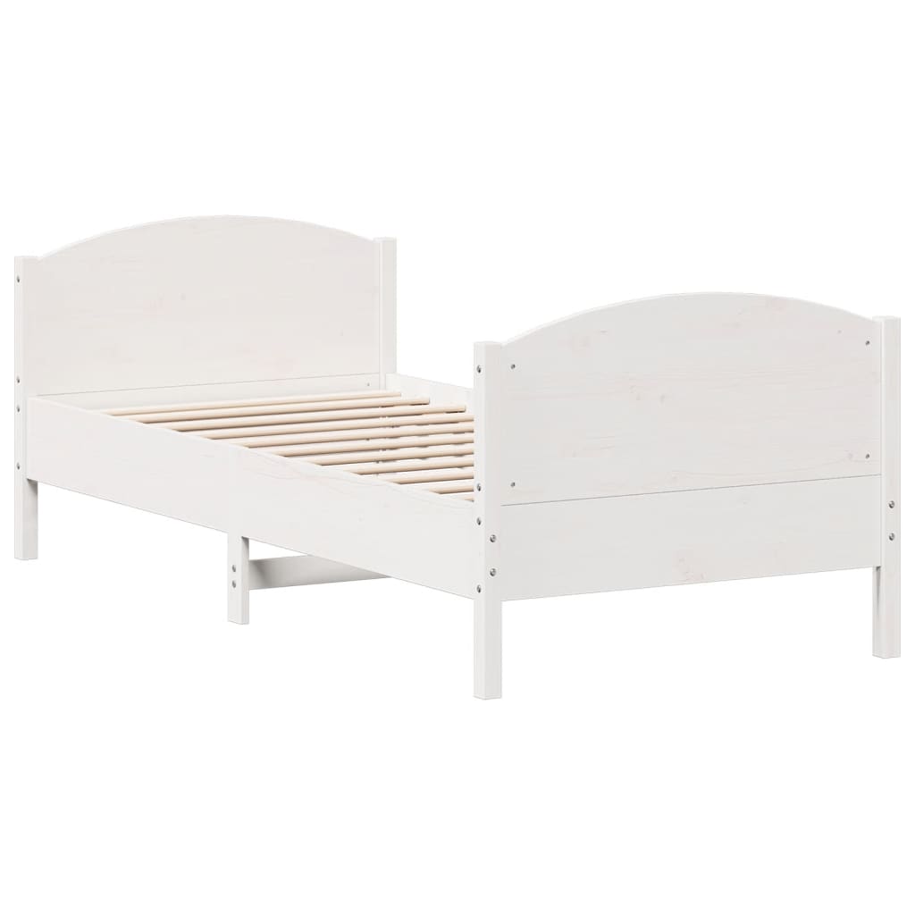 Bed Frame without Mattress White 90x190 cm Single Solid Wood Pine
