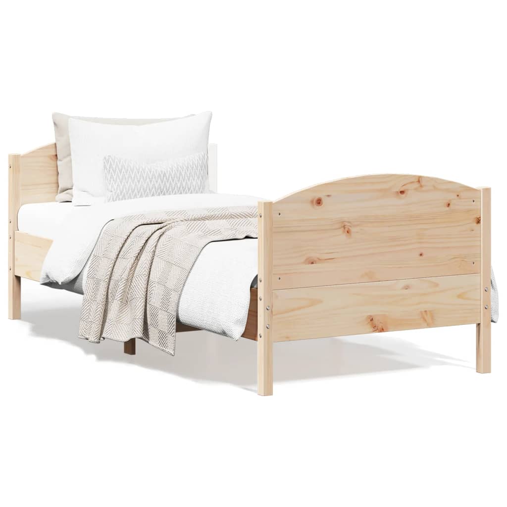Bed Frame without Mattress 75x190 cm Small Single Solid Wood Pine