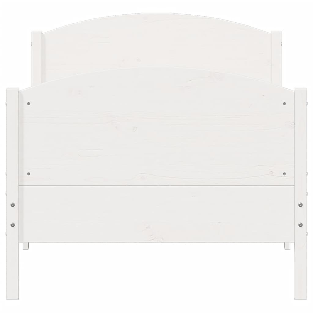Bed Frame without Mattress White 75x190 cm Small Single Solid Wood Pine