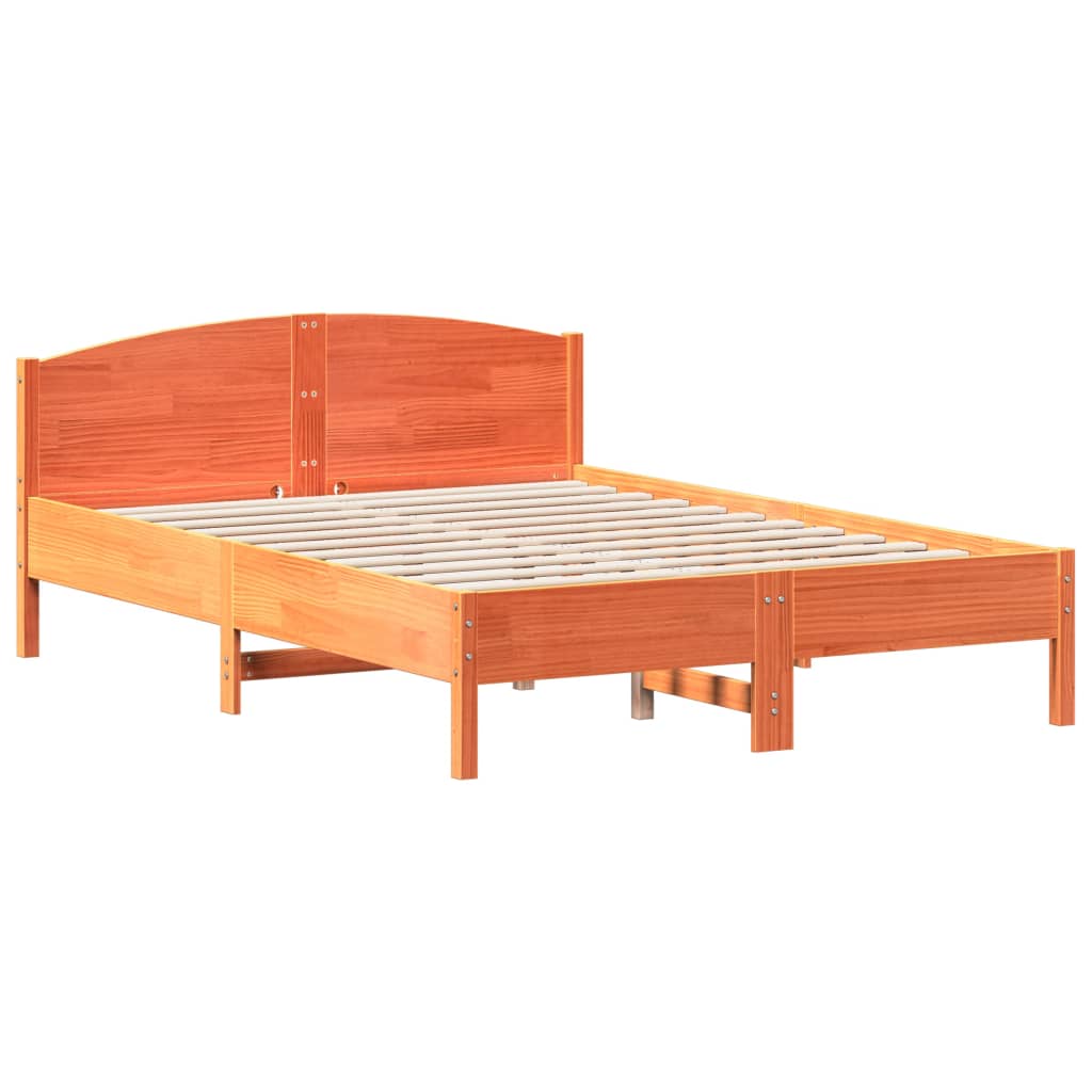 Bed Frame without Mattress Wax Brown 120x200 cm Solid Wood Pine