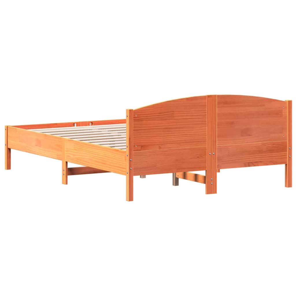 Bed Frame without Mattress Wax Brown 120x200 cm Solid Wood Pine