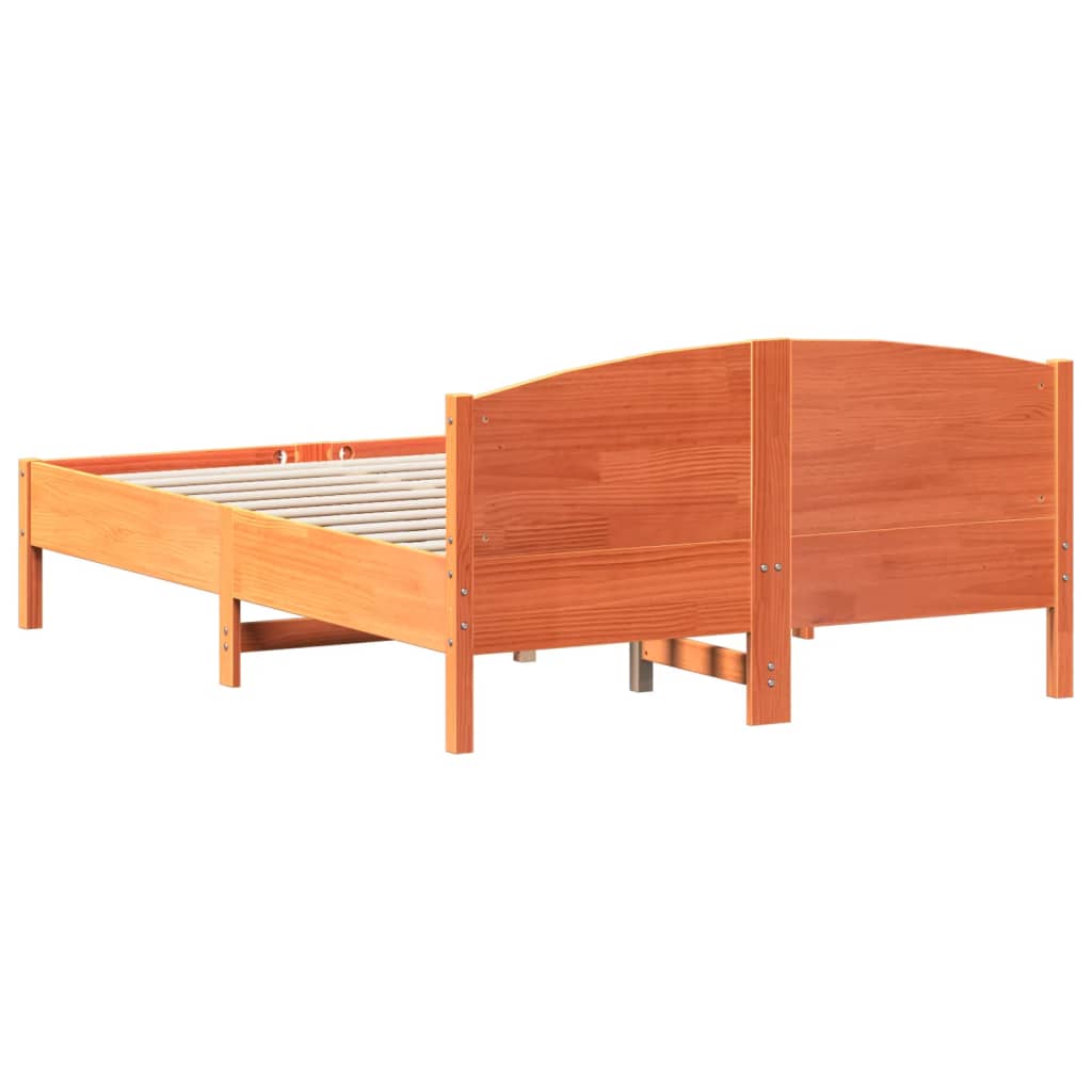 Bed Frame without Mattress Wax Brown 140x190 cm Solid Wood Pine