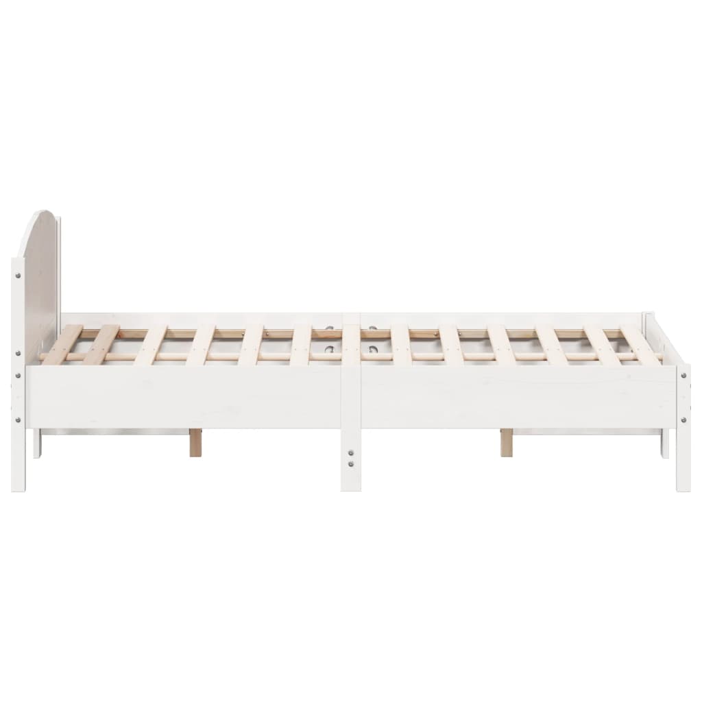 Bed Frame without Mattress White 135x190 cm Double Solid Wood Pine