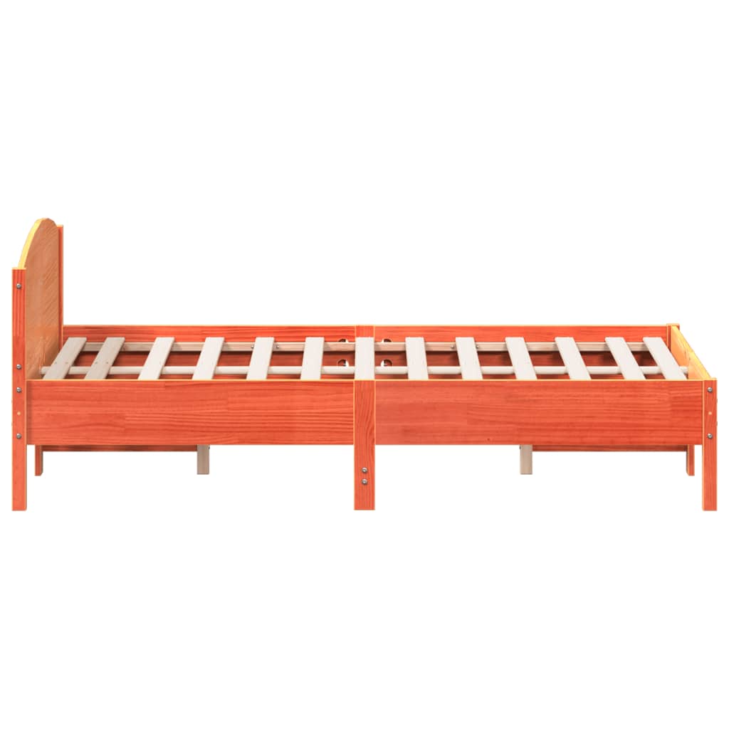 Bed Frame without Mattress Wax Brown 135x190 cm Double Solid Wood Pine
