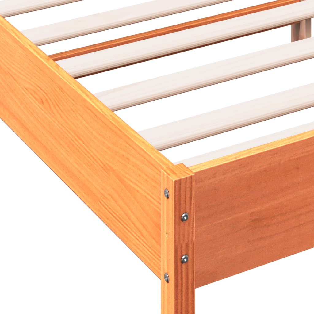 Bed Frame without Mattress Wax Brown 135x190 cm Double Solid Wood Pine