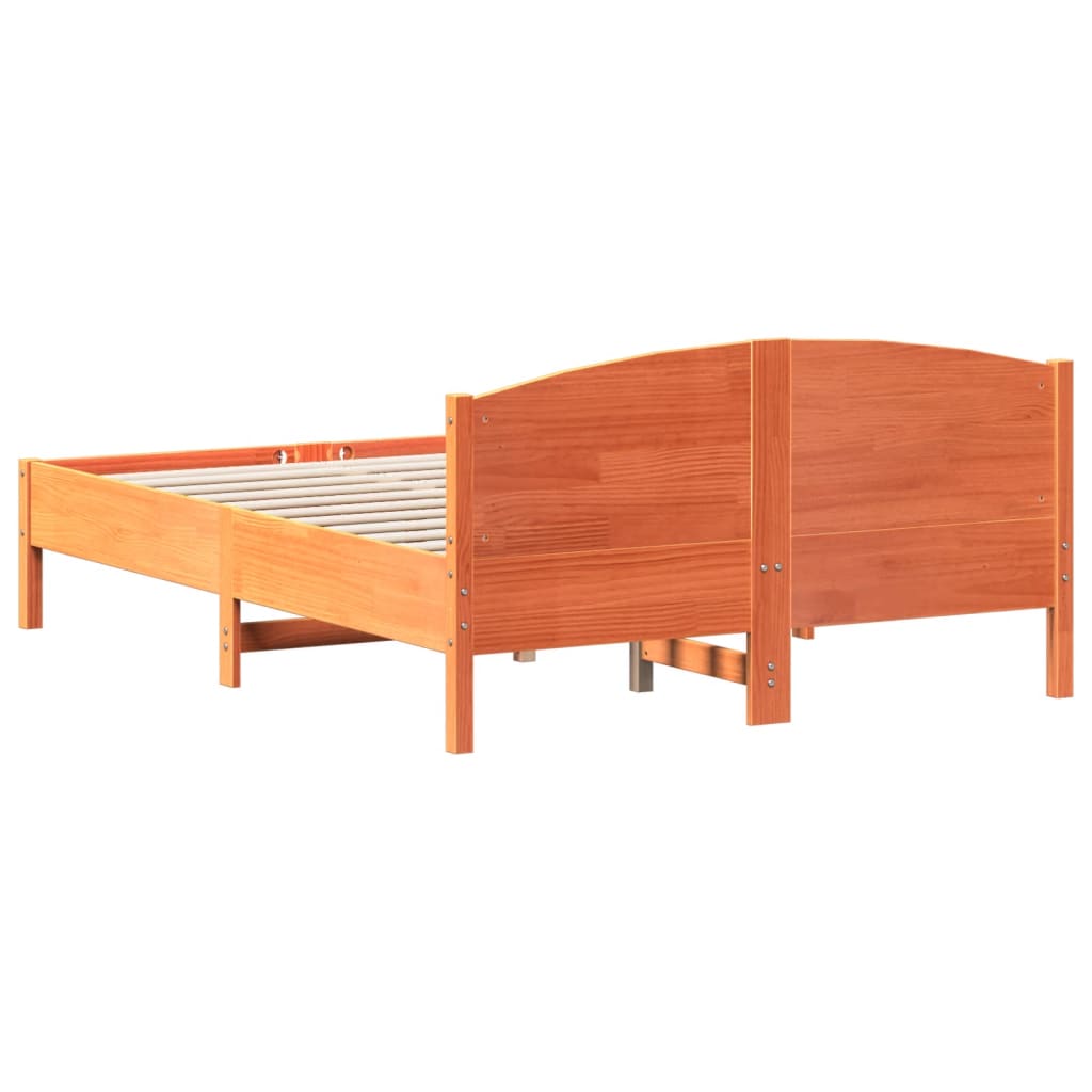 Bed Frame without Mattress Wax Brown 120x190 cm Small Double Solid Wood Pine