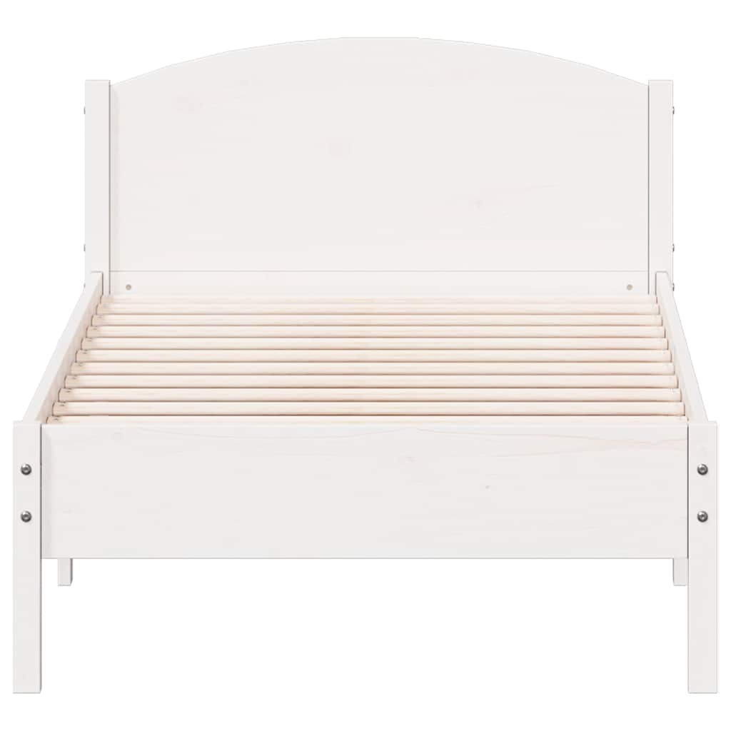 Bed Frame without Mattress White 100x200 cm Solid Wood Pine