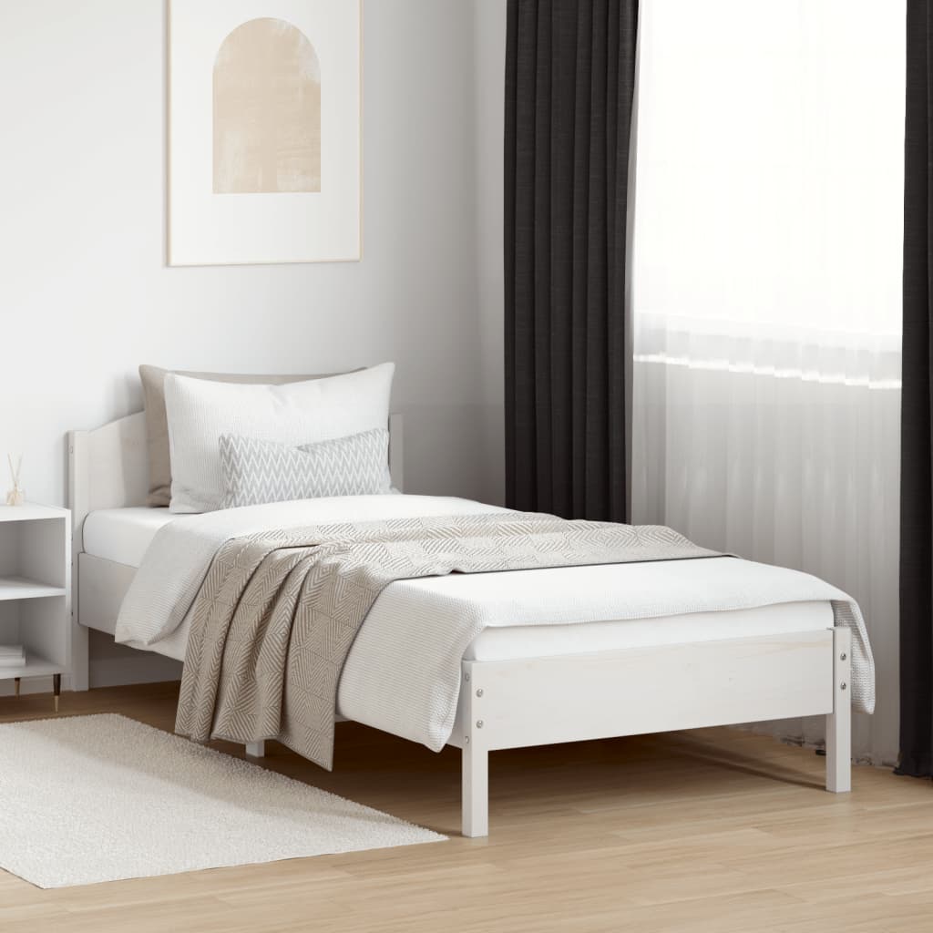 Bed Frame without Mattress White 90x200 cm Solid Wood Pine