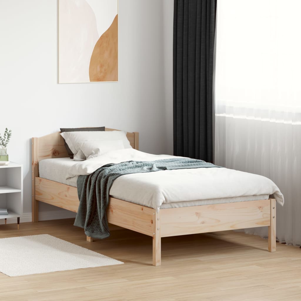 Bed Frame without Mattress 75x190 cm Small Single Solid Wood Pine