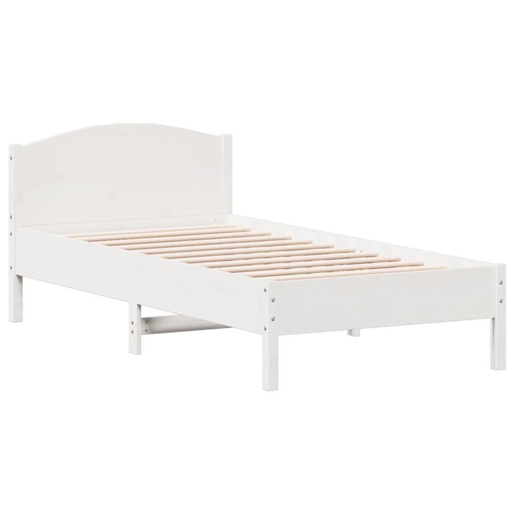 Bed Frame without Mattress White 75x190 cm Small Single Solid Wood Pine