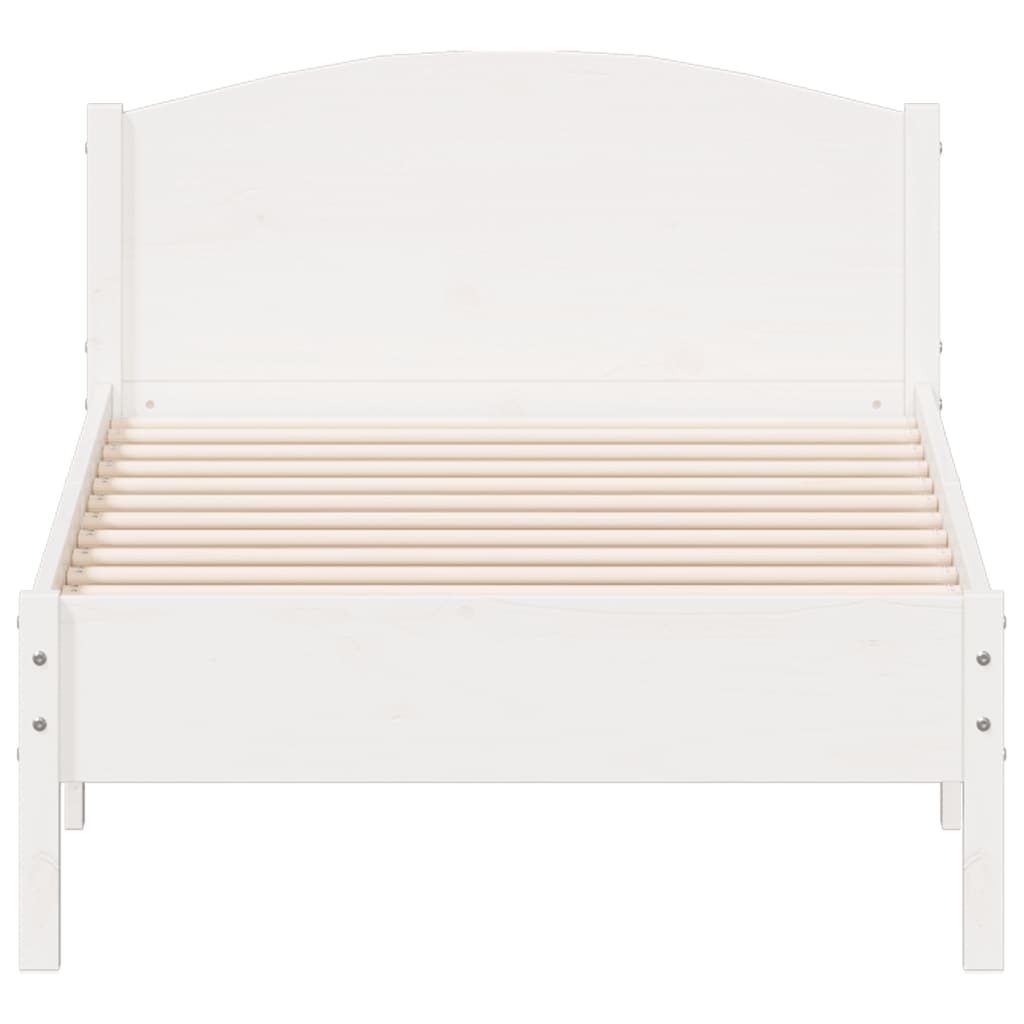 Bed Frame without Mattress White 75x190 cm Small Single Solid Wood Pine