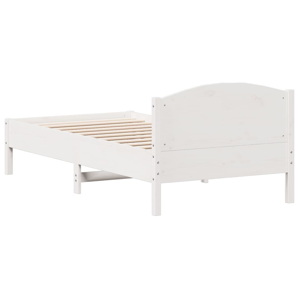 Bed Frame without Mattress White 75x190 cm Small Single Solid Wood Pine