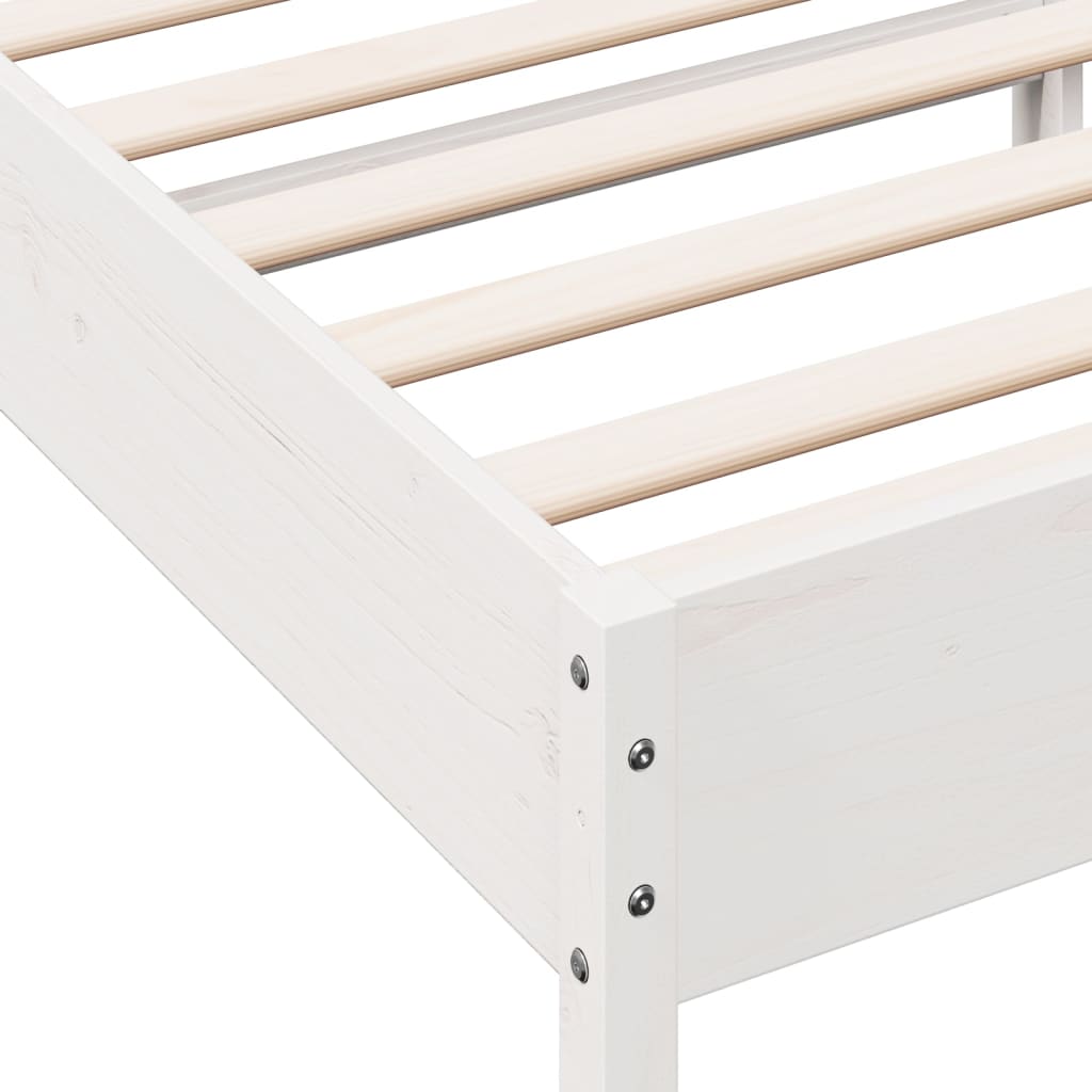 Bed Frame without Mattress White 75x190 cm Small Single Solid Wood Pine