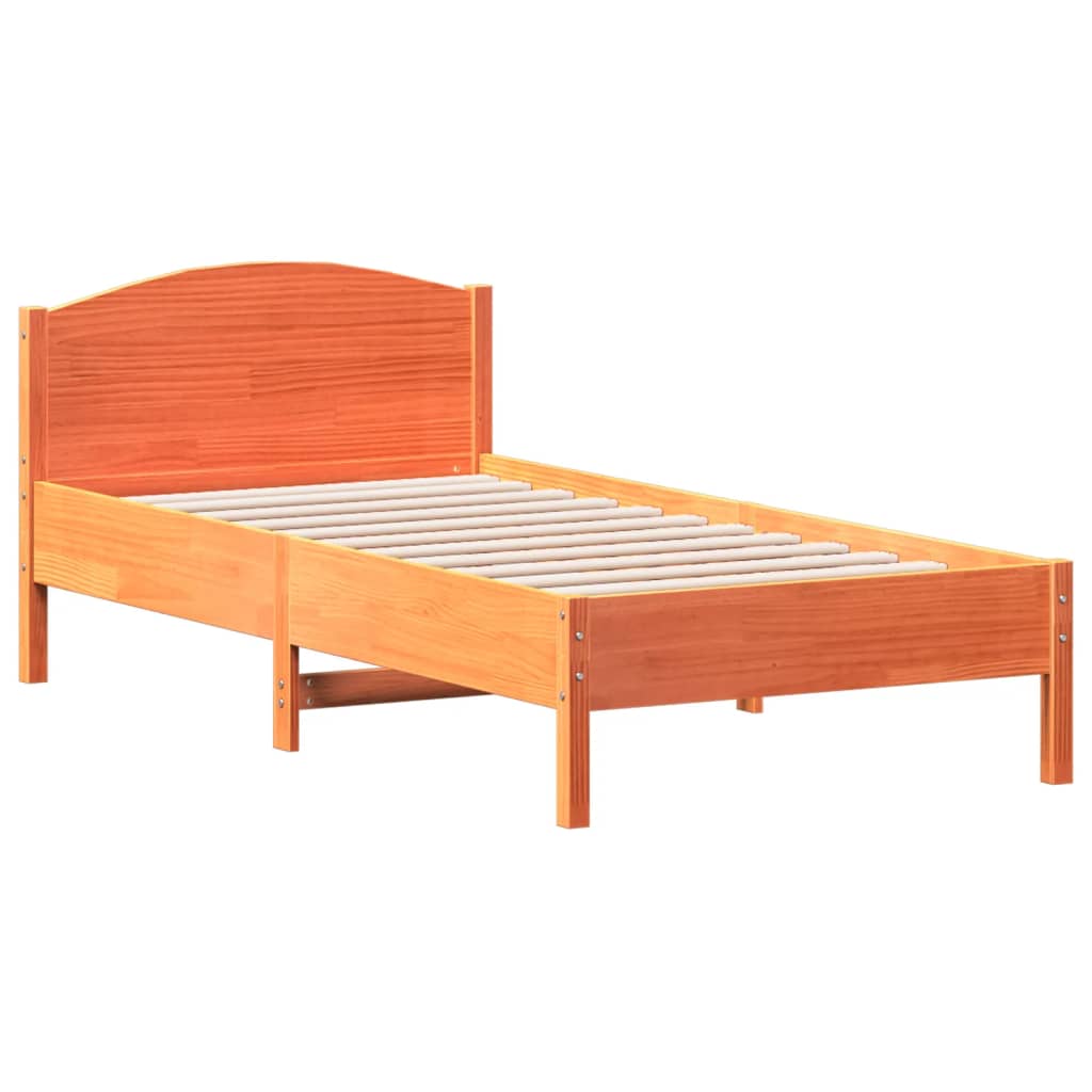 Bed Frame without Mattress Wax Brown 75x190 cm Small Single Solid Wood Pine
