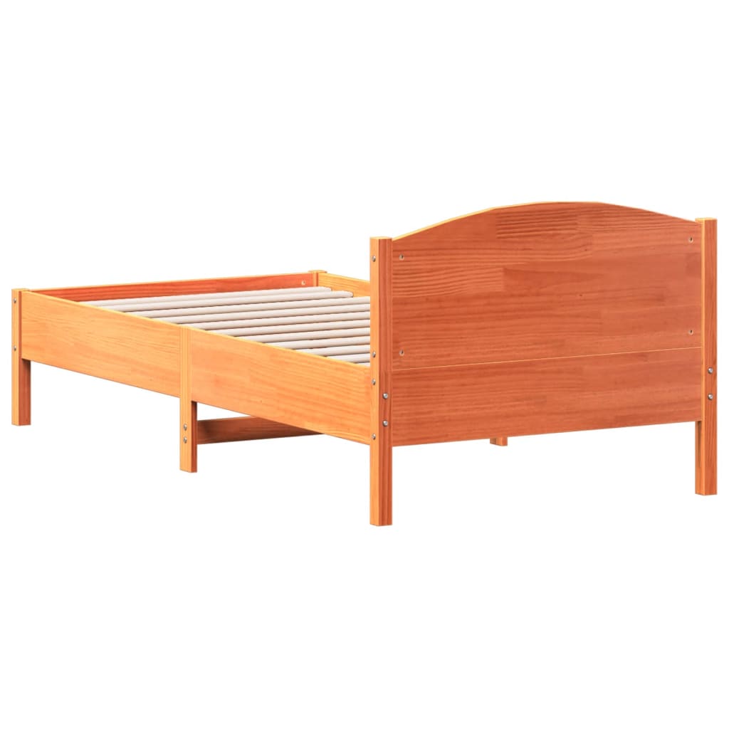 Bed Frame without Mattress Wax Brown 75x190 cm Small Single Solid Wood Pine