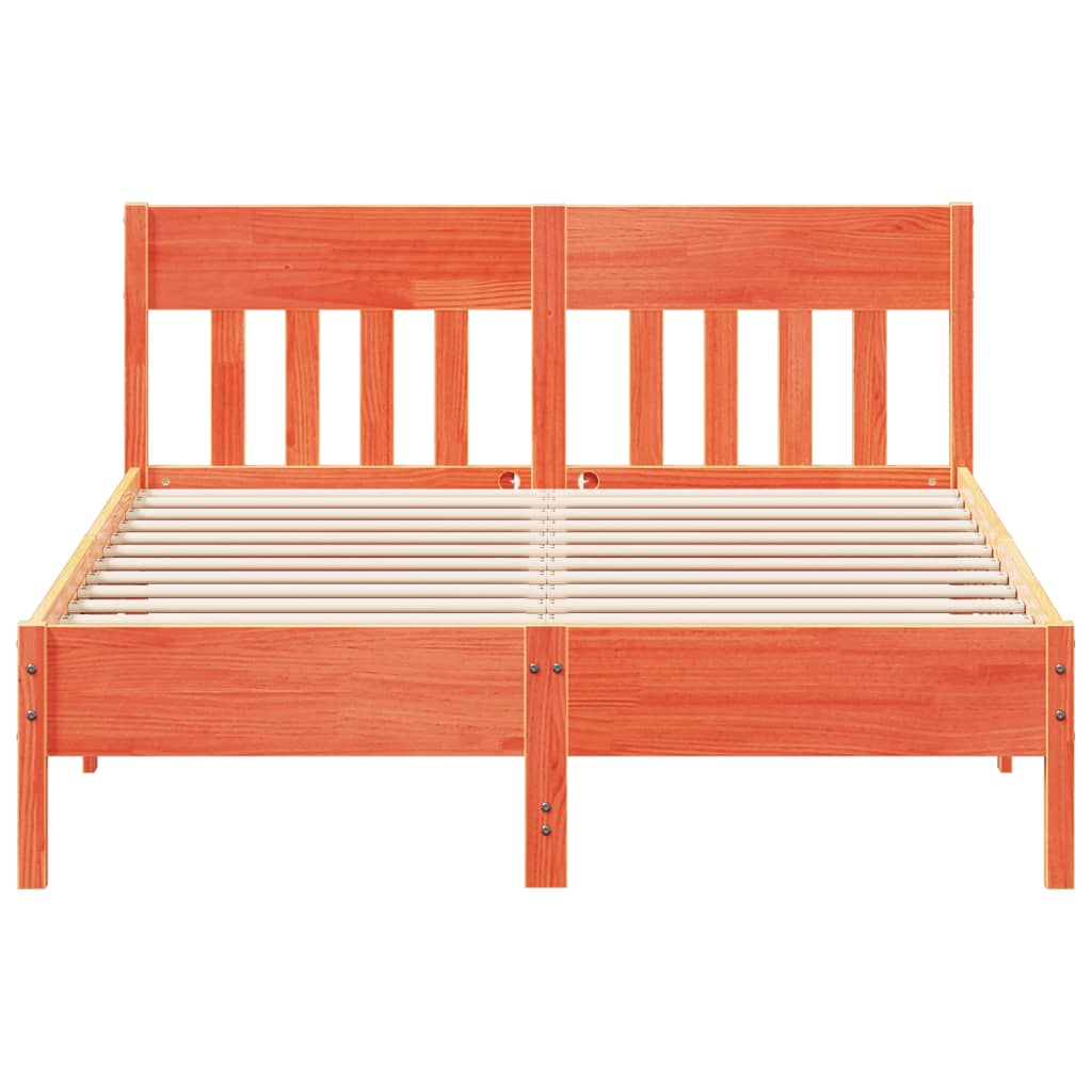 Bed Frame without Mattress Wax Brown 150x200 cm King Size Solid Wood Pine
